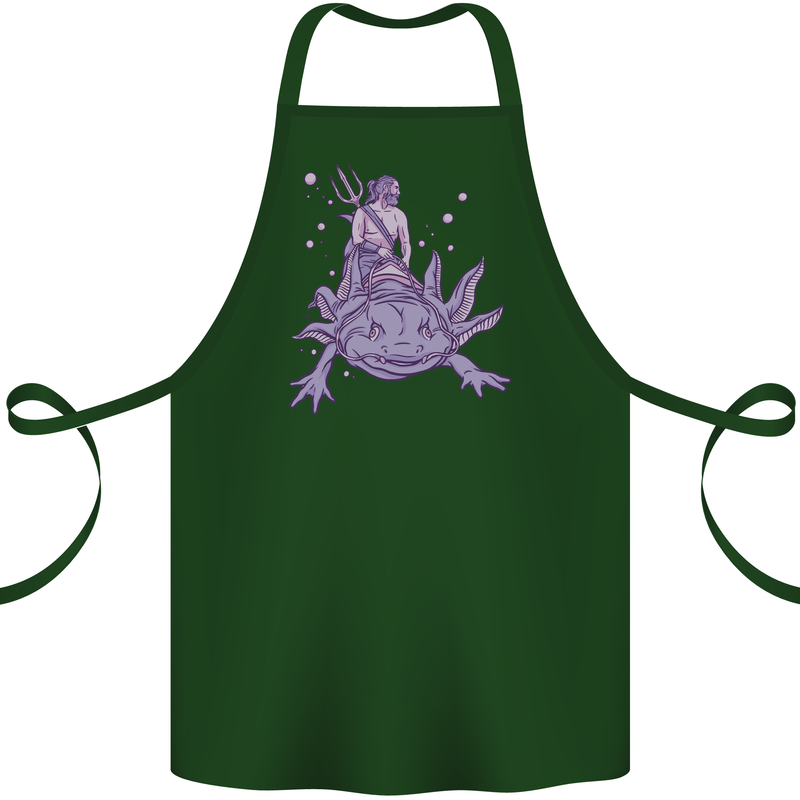 Poseidon Riding an Axaloti Cotton Apron 100% Organic Forest Green