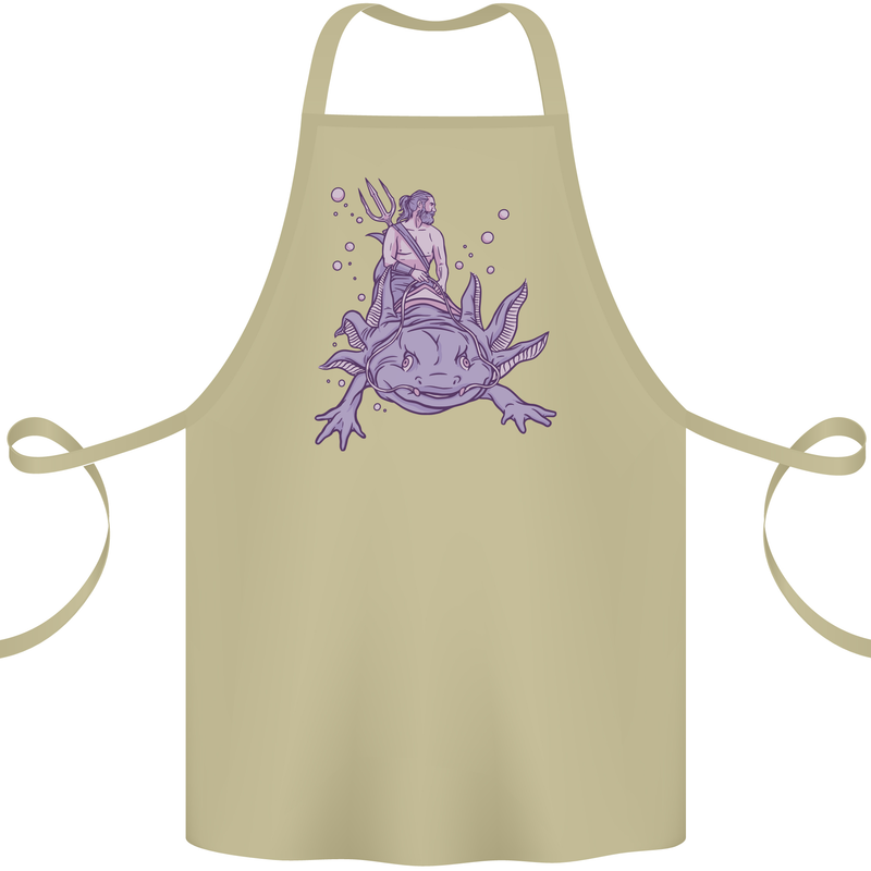 Poseidon Riding an Axaloti Cotton Apron 100% Organic Khaki