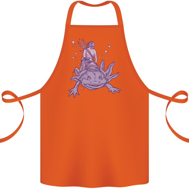 Poseidon Riding an Axaloti Cotton Apron 100% Organic Orange