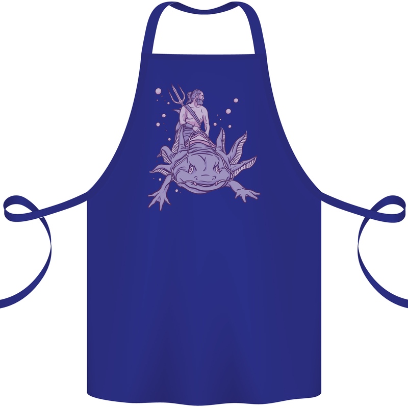 Poseidon Riding an Axaloti Cotton Apron 100% Organic Royal Blue