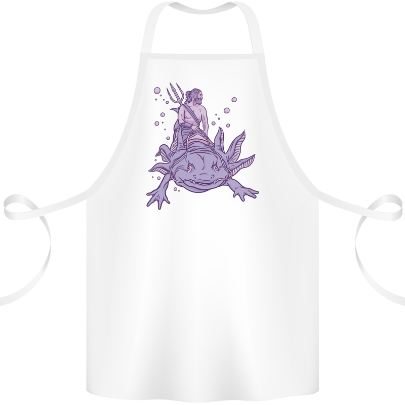 Poseidon Riding an Axaloti Cotton Apron 100% Organic White