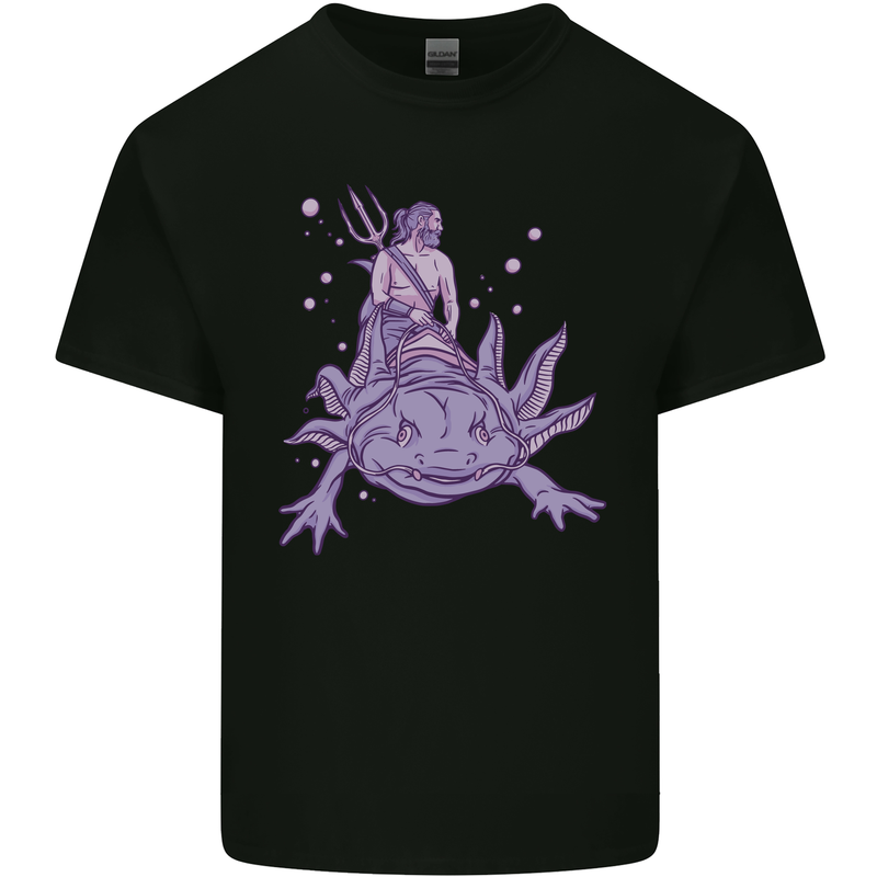 Poseidon Riding an Axaloti Kids T-Shirt Childrens Black