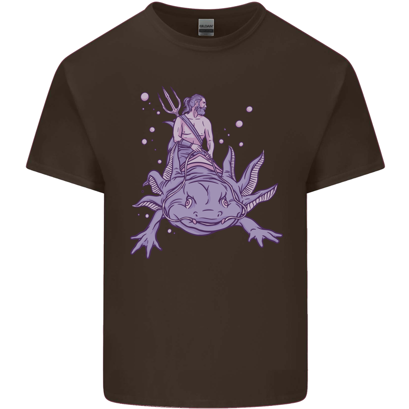 Poseidon Riding an Axaloti Kids T-Shirt Childrens Chocolate