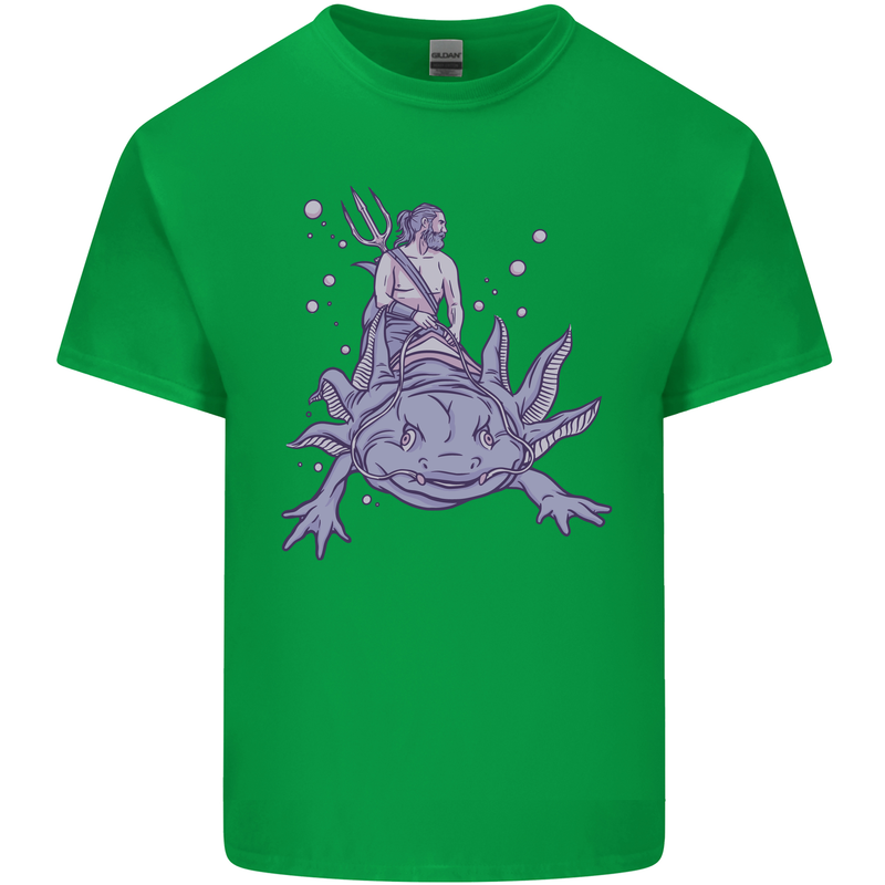 Poseidon Riding an Axaloti Kids T-Shirt Childrens Irish Green