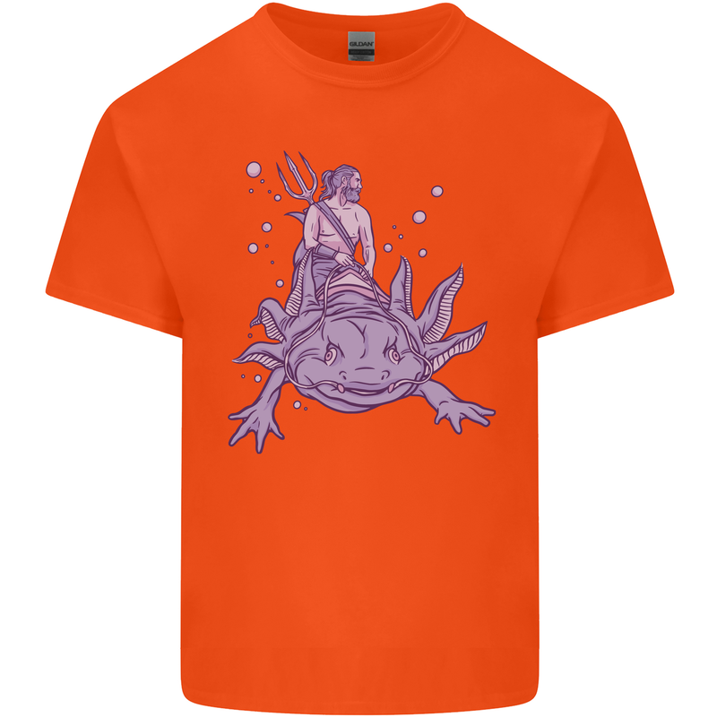 Poseidon Riding an Axaloti Kids T-Shirt Childrens Orange
