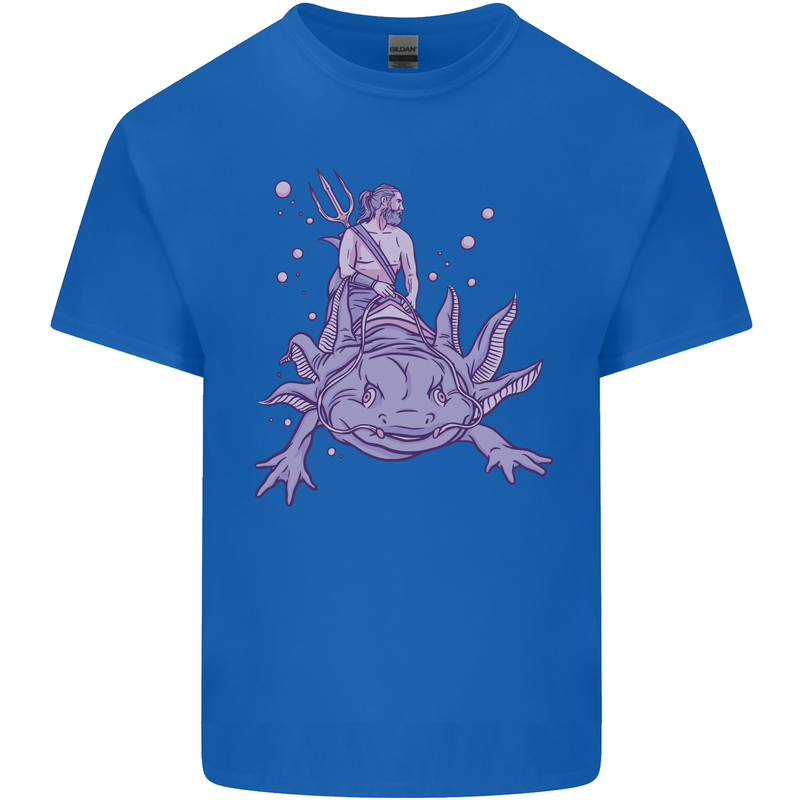 Poseidon Riding an Axaloti Kids T-Shirt Childrens Royal Blue
