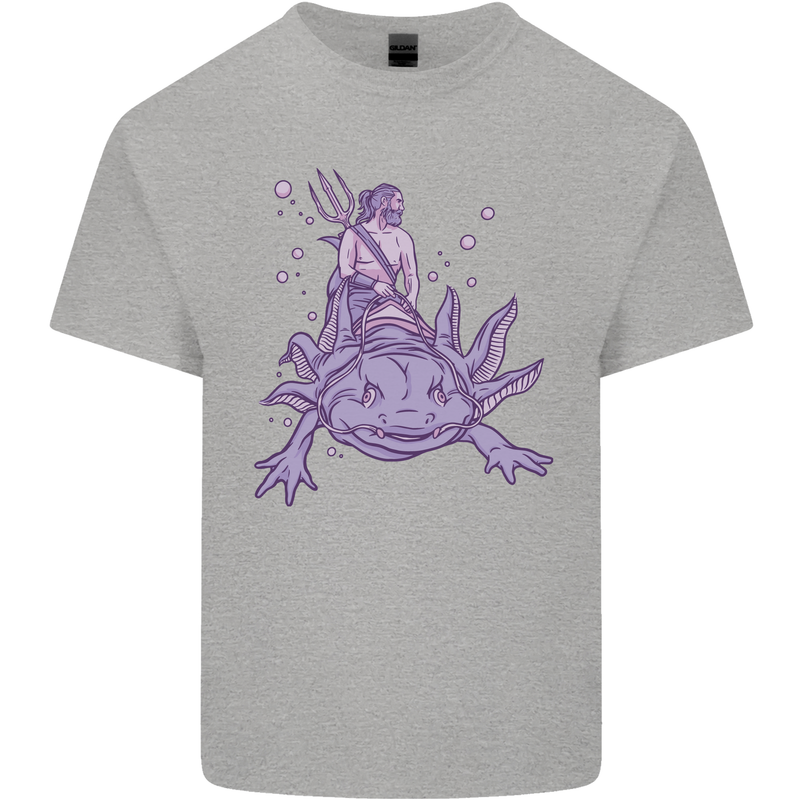 Poseidon Riding an Axaloti Kids T-Shirt Childrens Sports Grey