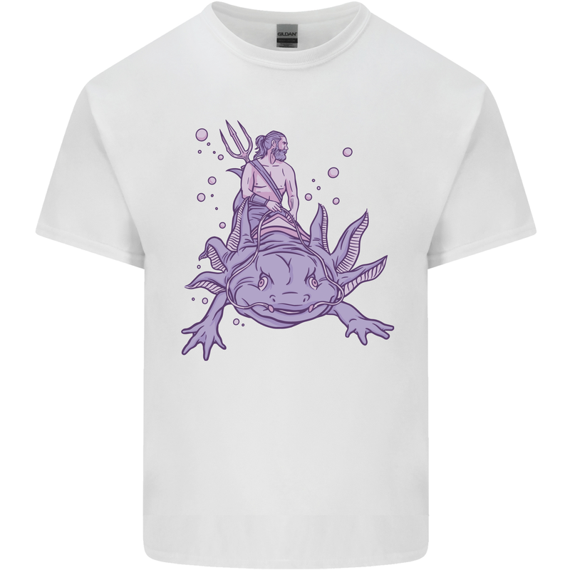 Poseidon Riding an Axaloti Kids T-Shirt Childrens White