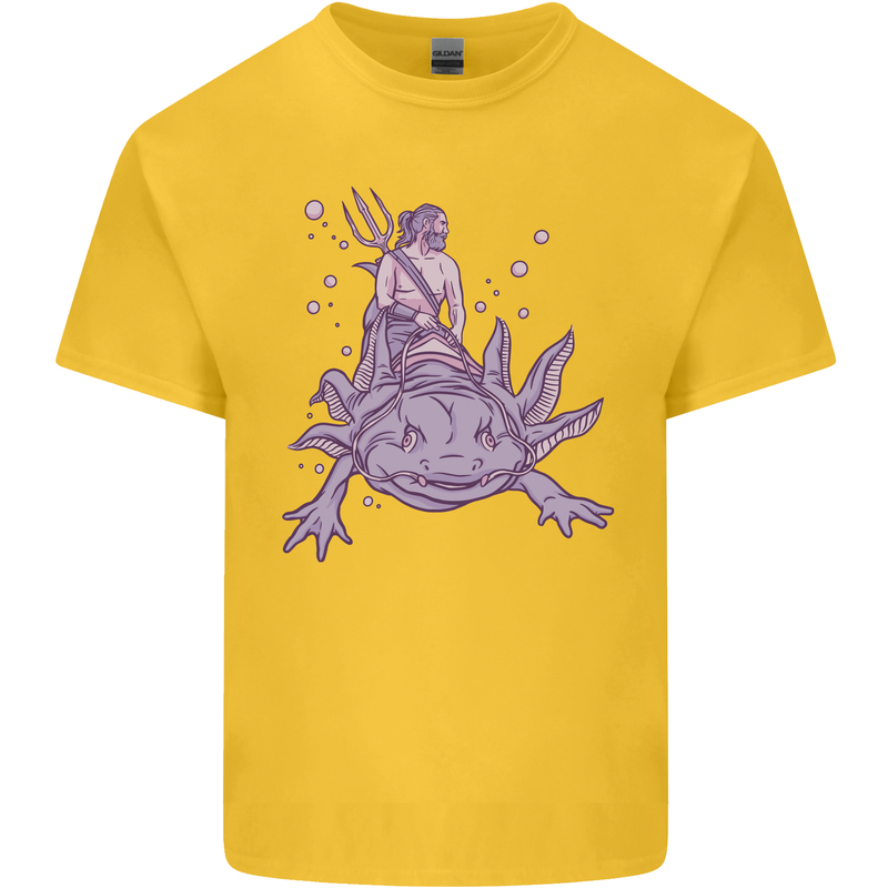 Poseidon Riding an Axaloti Kids T-Shirt Childrens Yellow