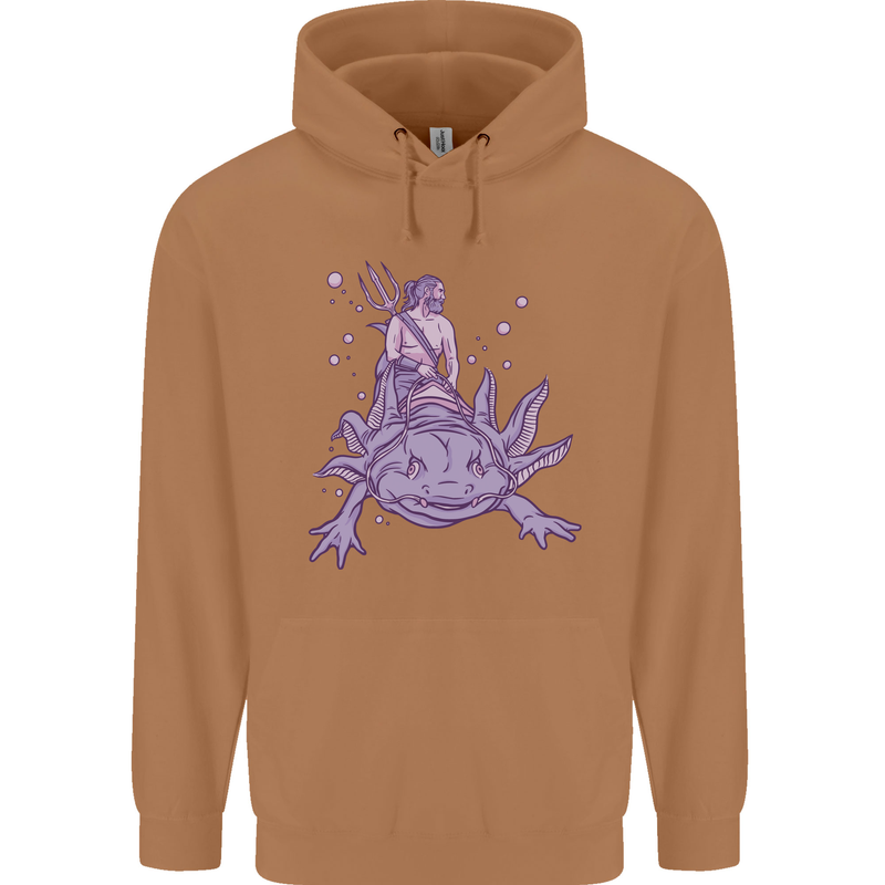 Poseidon Riding an Axaloti Mens 80% Cotton Hoodie Caramel Latte