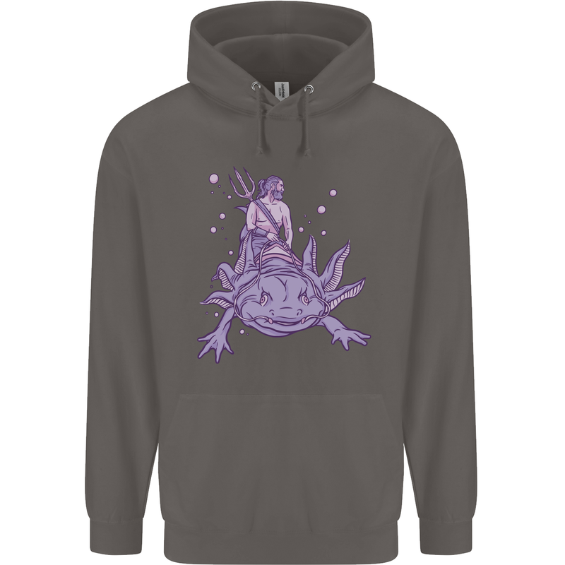Poseidon Riding an Axaloti Mens 80% Cotton Hoodie Charcoal