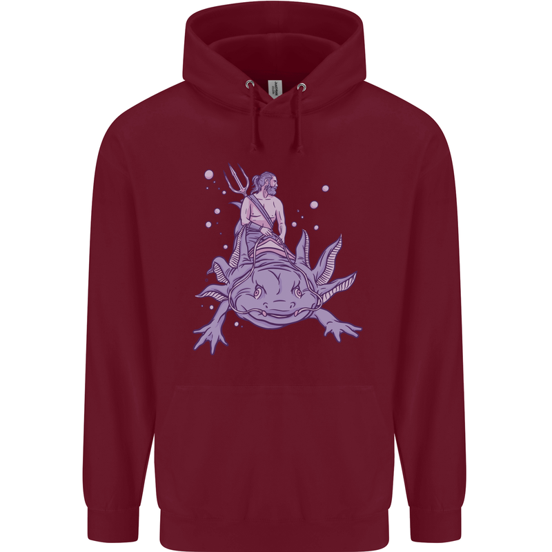 Poseidon Riding an Axaloti Mens 80% Cotton Hoodie Maroon