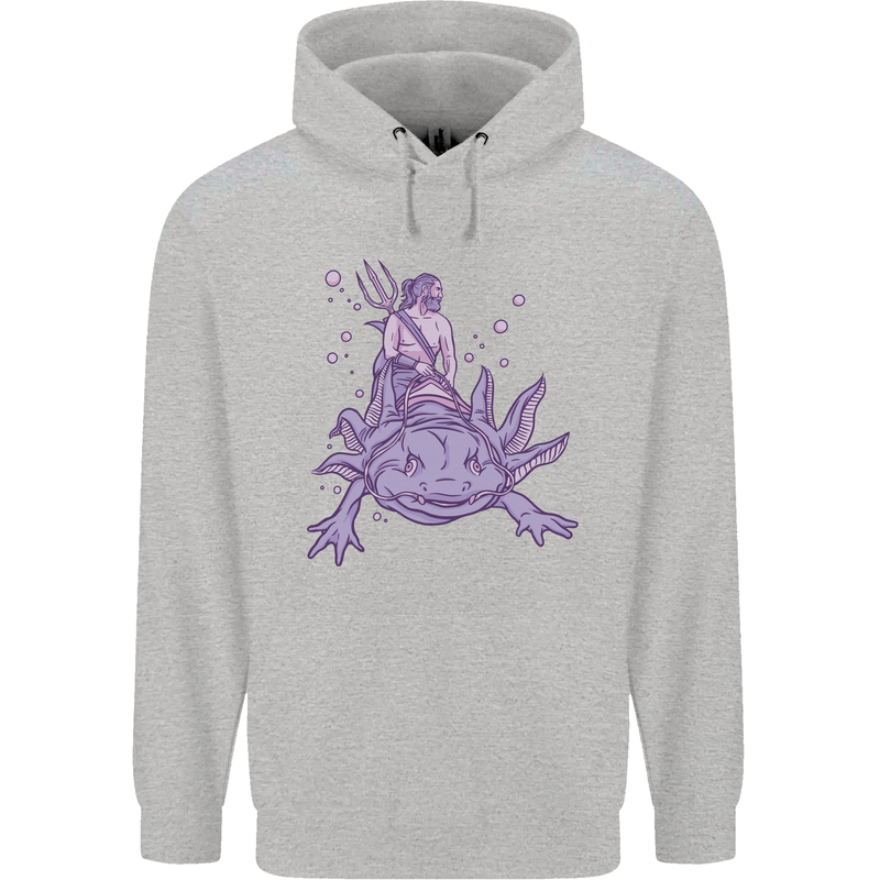 Poseidon Riding an Axaloti Mens 80% Cotton Hoodie Sports Grey