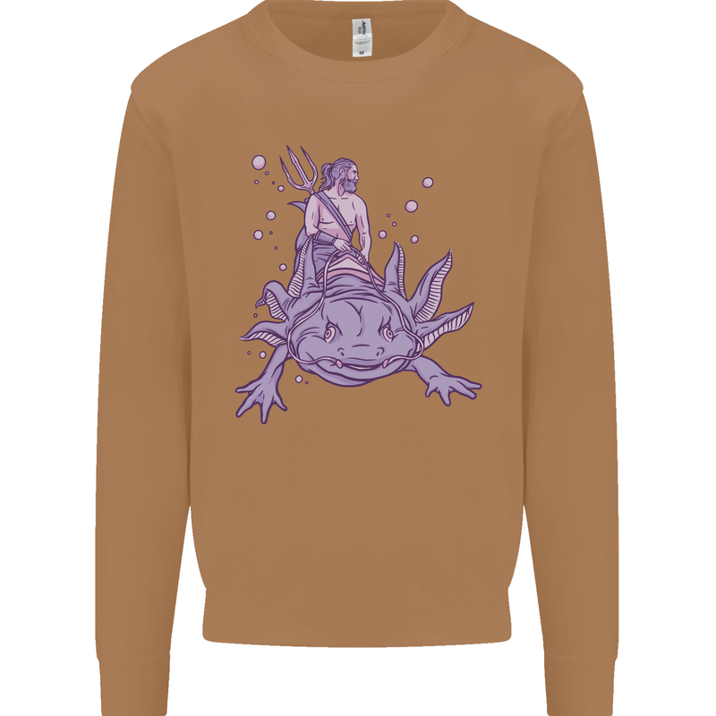 Poseidon Riding an Axaloti Mens Sweatshirt Jumper Caramel Latte