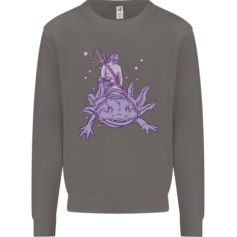 Poseidon Riding an Axaloti Mens Sweatshirt Jumper Charcoal