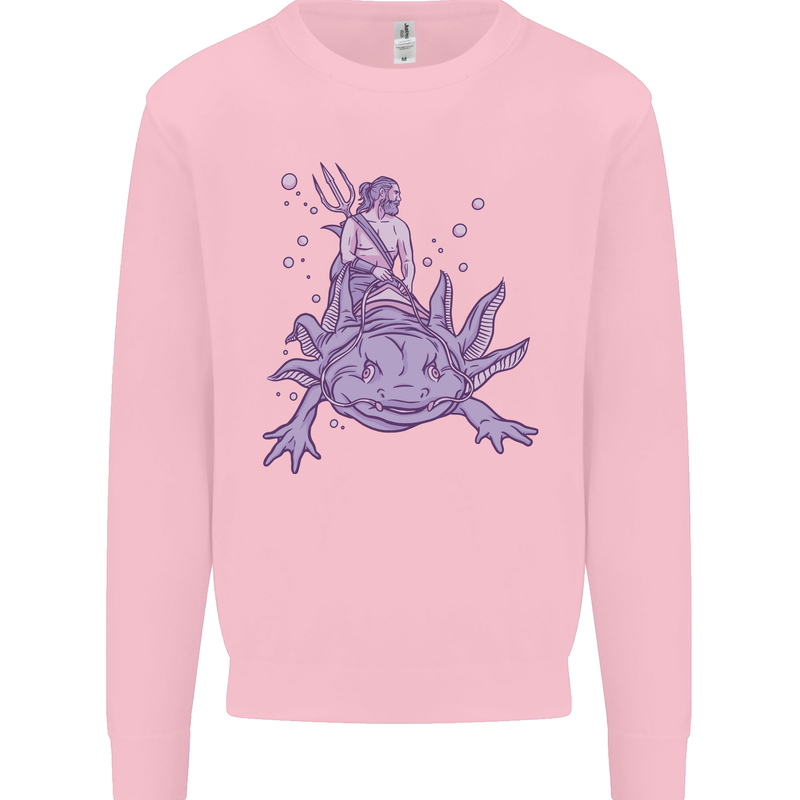 Poseidon Riding an Axaloti Mens Sweatshirt Jumper Light Pink
