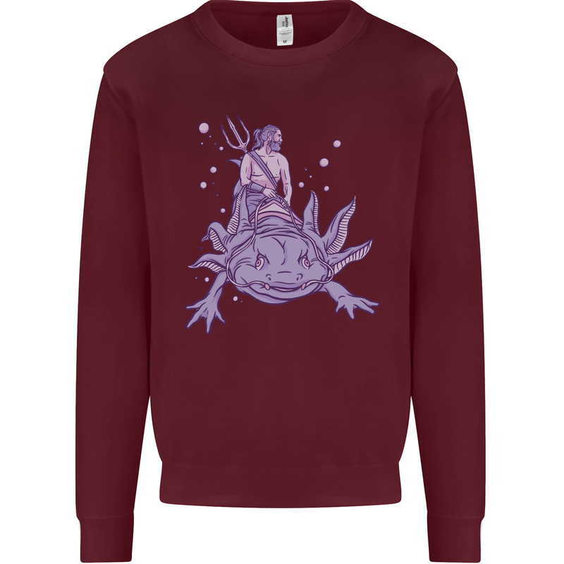 Poseidon Riding an Axaloti Mens Sweatshirt Jumper Maroon