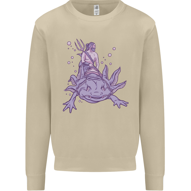 Poseidon Riding an Axaloti Mens Sweatshirt Jumper Sand