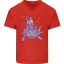 Poseidon Riding an Axaloti Mens V-Neck Cotton T-Shirt Red