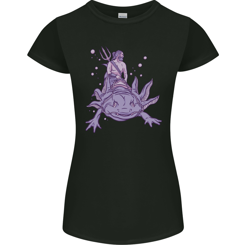 Poseidon Riding an Axaloti Womens Petite Cut T-Shirt Black