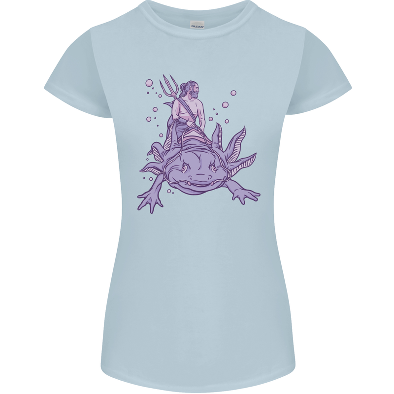 Poseidon Riding an Axaloti Womens Petite Cut T-Shirt Light Blue