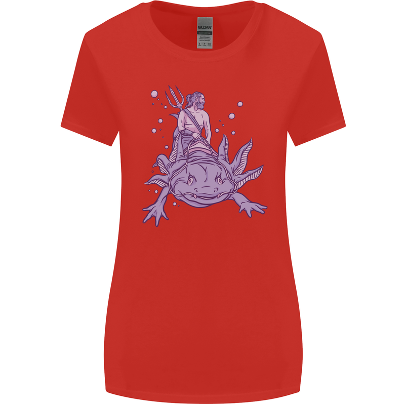 Poseidon Riding an Axaloti Womens Wider Cut T-Shirt Red