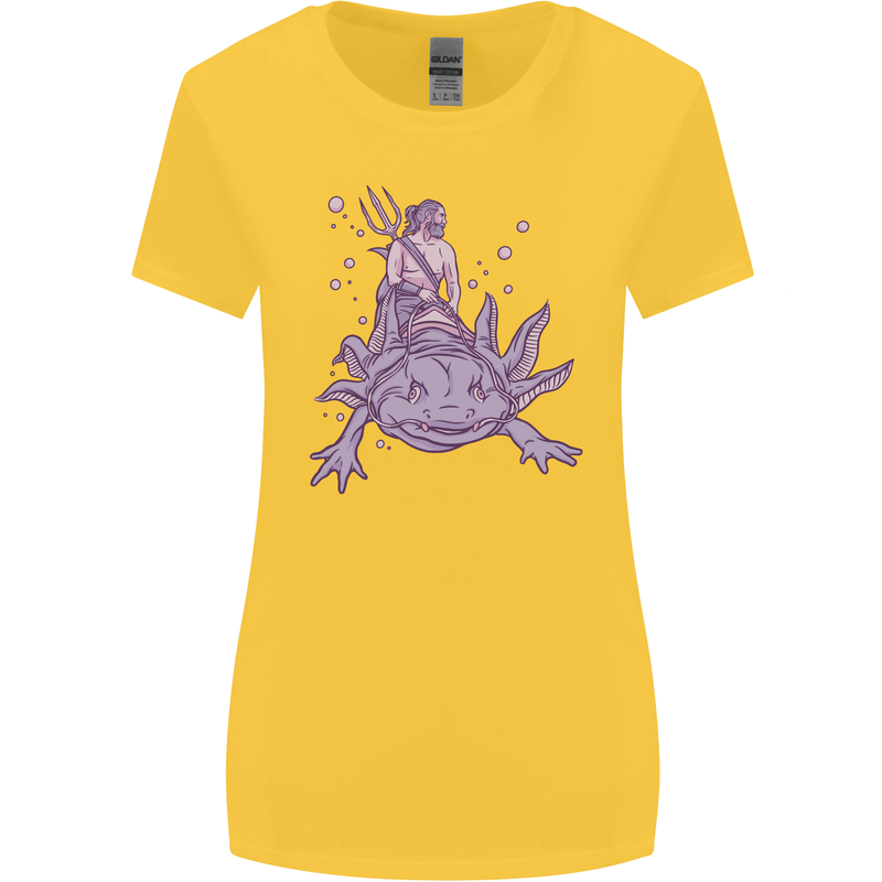 Poseidon Riding an Axaloti Womens Wider Cut T-Shirt Yellow