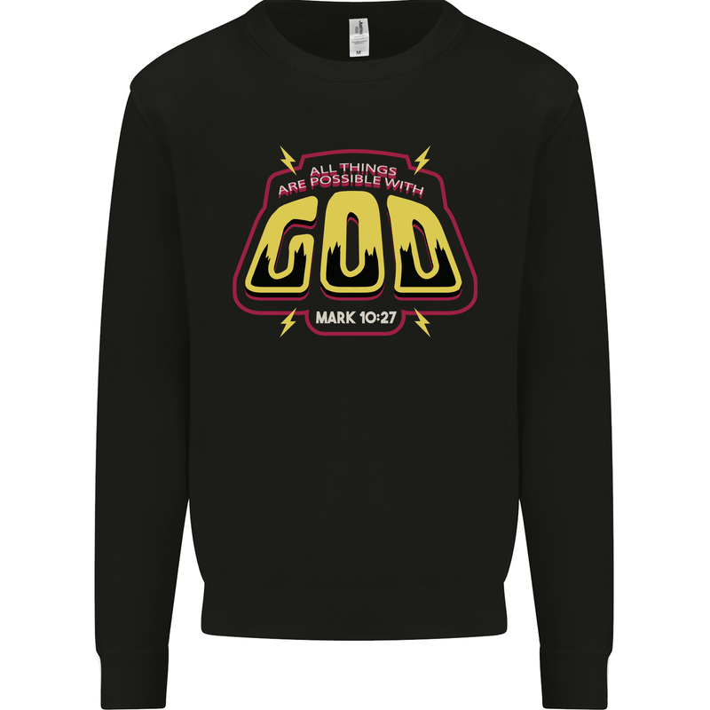 Possible With God Christianity Christian Kids Sweatshirt Jumper Black