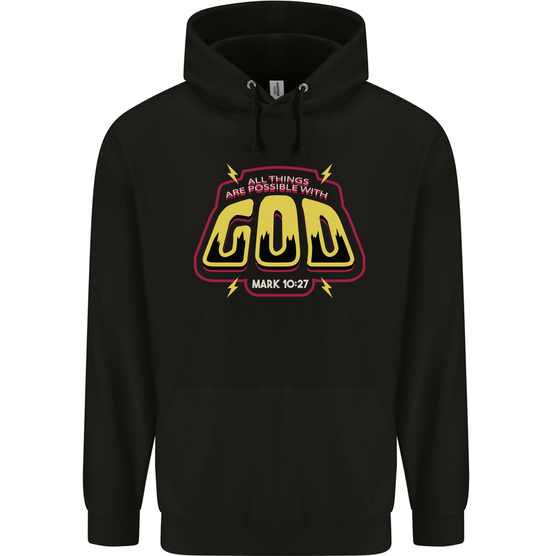 Possible With God Christianity Christian Mens 80% Cotton Hoodie Black