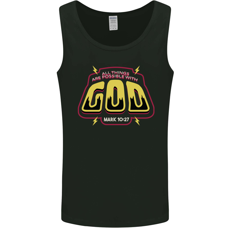Possible With God Christianity Christian Mens Vest Tank Top Black
