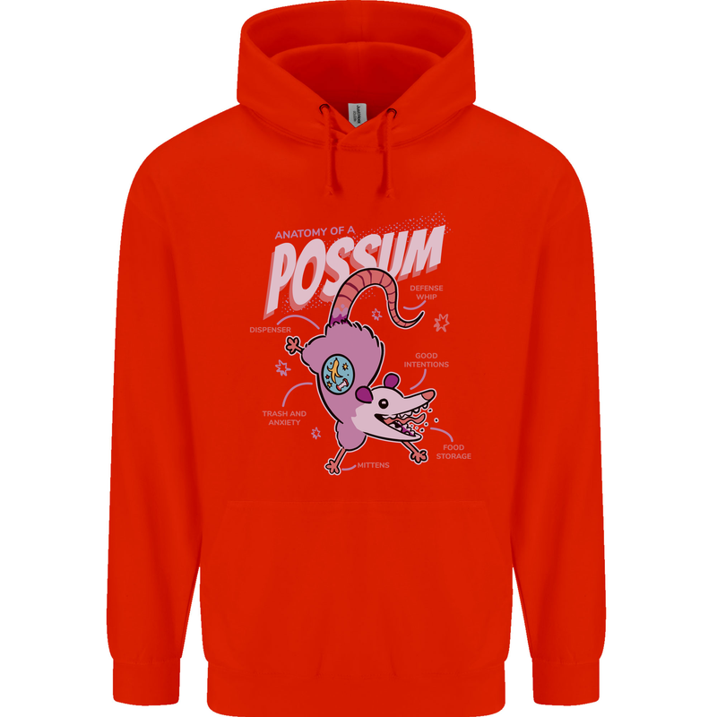 Possum Anatomy Childrens Kids Hoodie Bright Red