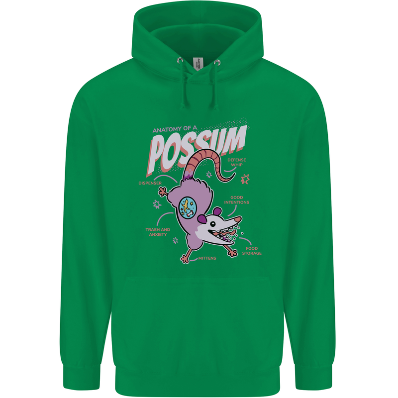 Possum Anatomy Childrens Kids Hoodie Irish Green