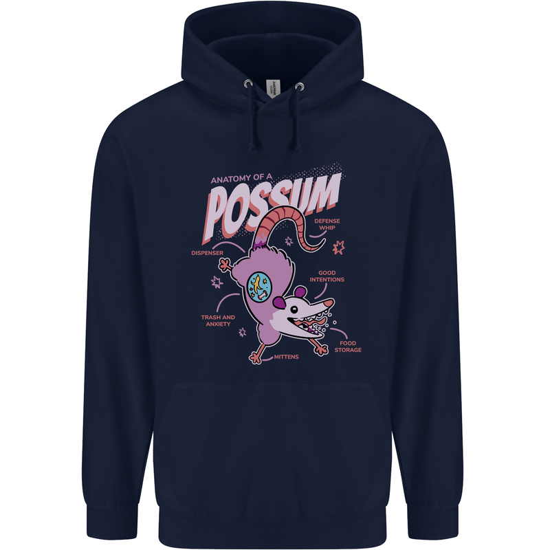 Possum Anatomy Childrens Kids Hoodie Navy Blue