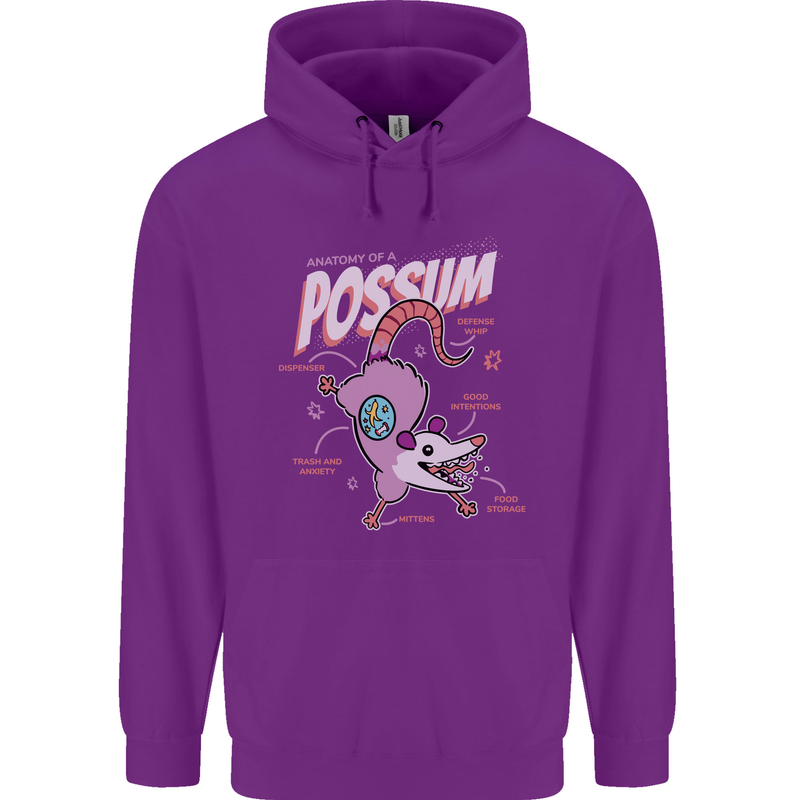 Possum Anatomy Childrens Kids Hoodie Purple