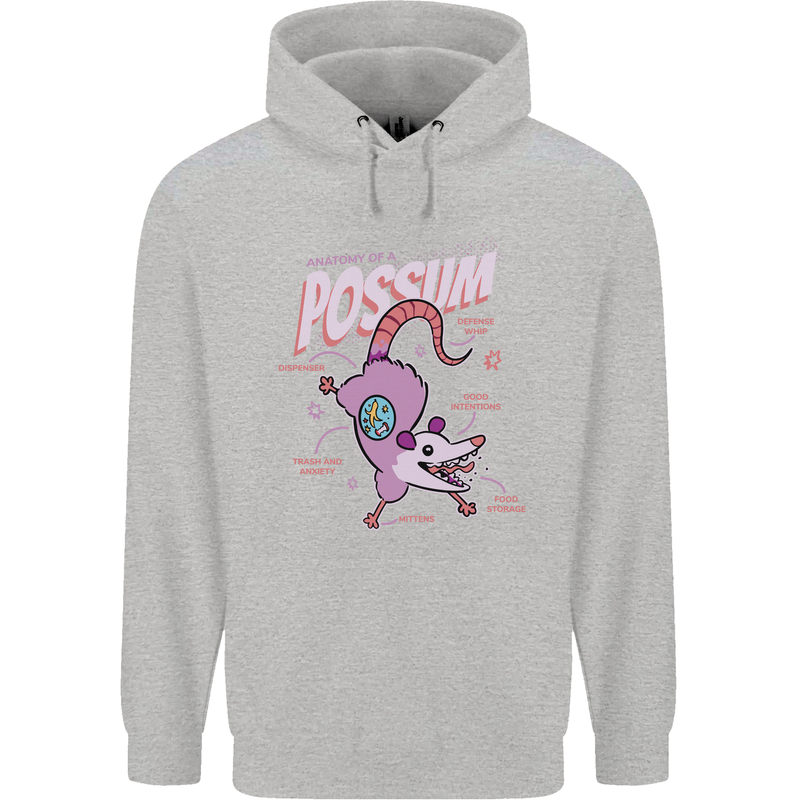 Possum Anatomy Childrens Kids Hoodie Sports Grey