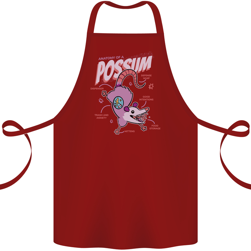 Possum Anatomy Cotton Apron 100% Organic Maroon