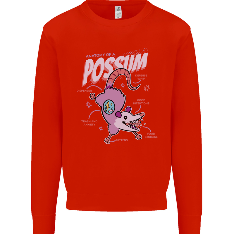 Possum Anatomy Kids Sweatshirt Jumper Bright Red