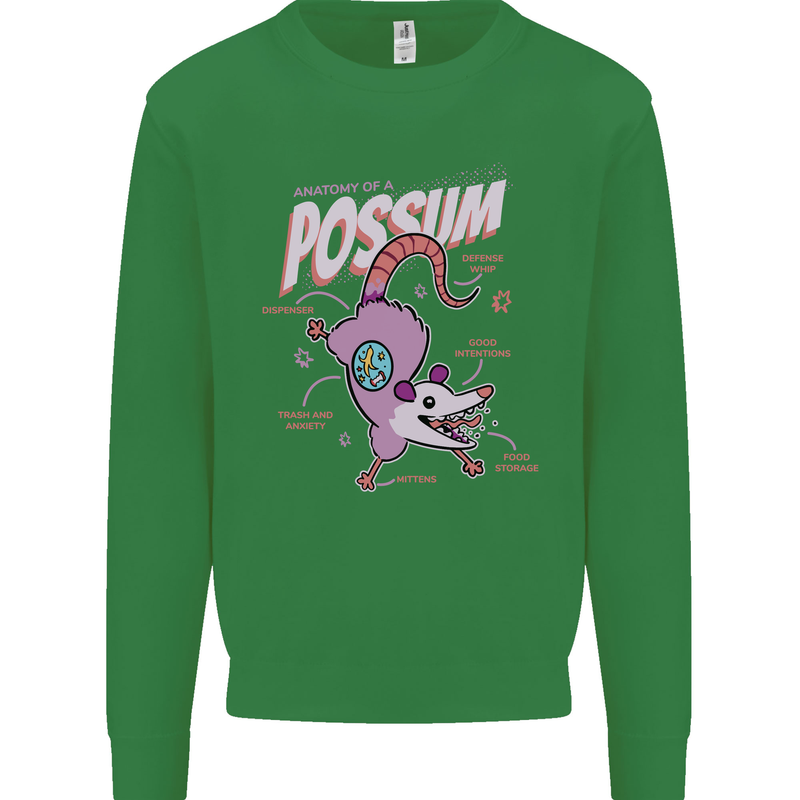 Possum Anatomy Kids Sweatshirt Jumper Irish Green