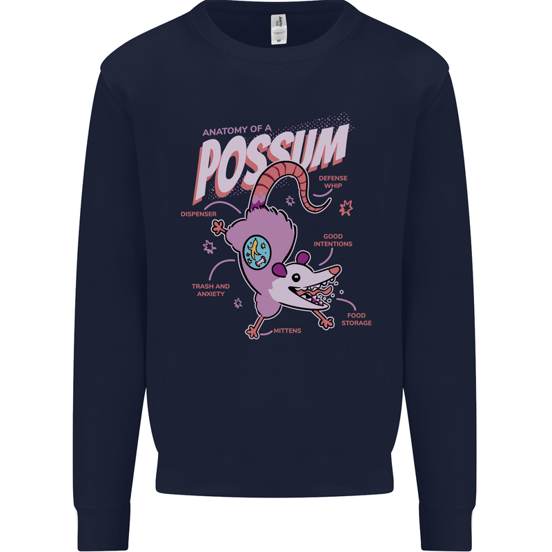 Possum Anatomy Kids Sweatshirt Jumper Navy Blue