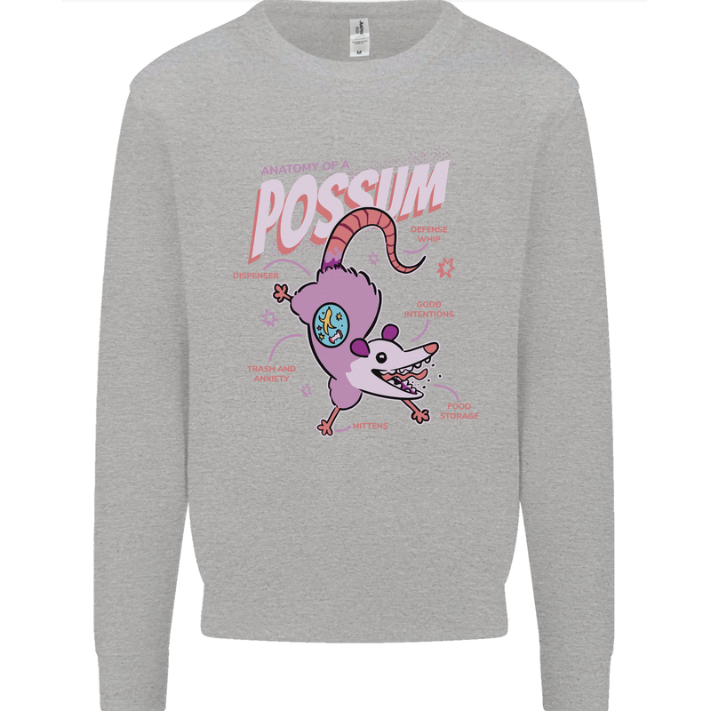 Possum Anatomy Kids Sweatshirt Jumper Sports Grey