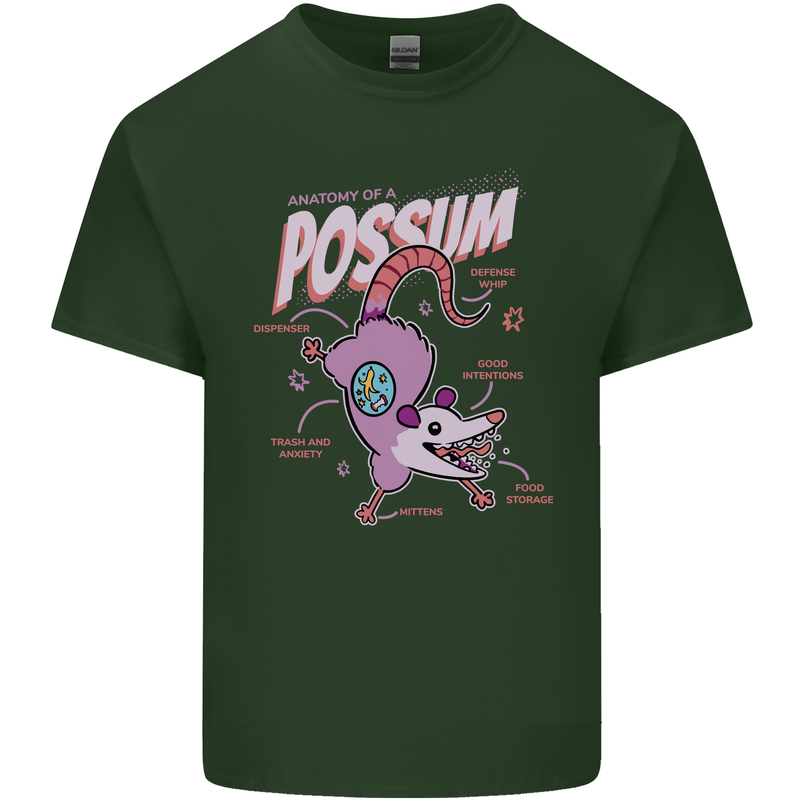 Possum Anatomy Mens Cotton T-Shirt Tee Top Forest Green