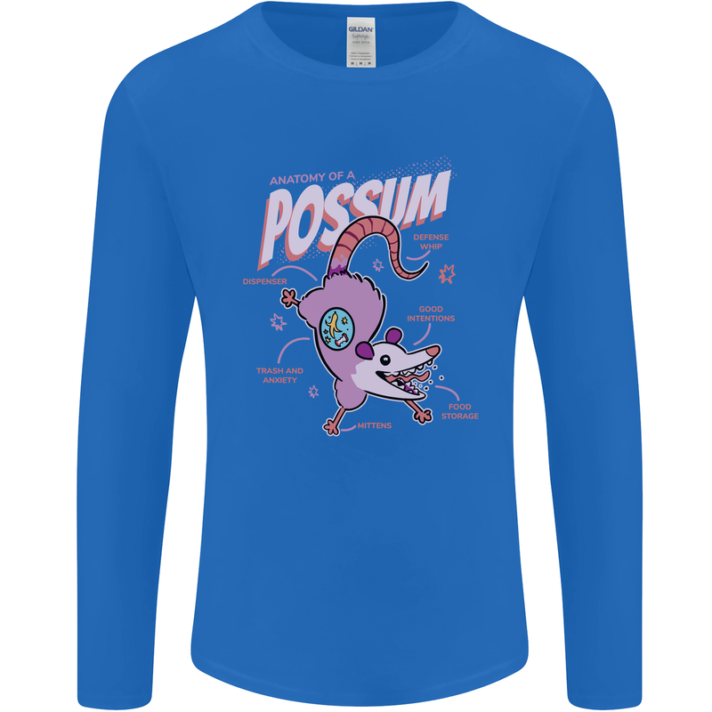Possum Anatomy Mens Long Sleeve T-Shirt Royal Blue