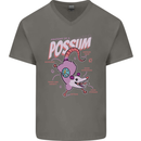 Possum Anatomy Mens V-Neck Cotton T-Shirt Charcoal