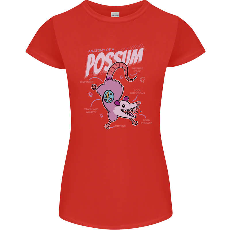 Possum Anatomy Womens Petite Cut T-Shirt Red