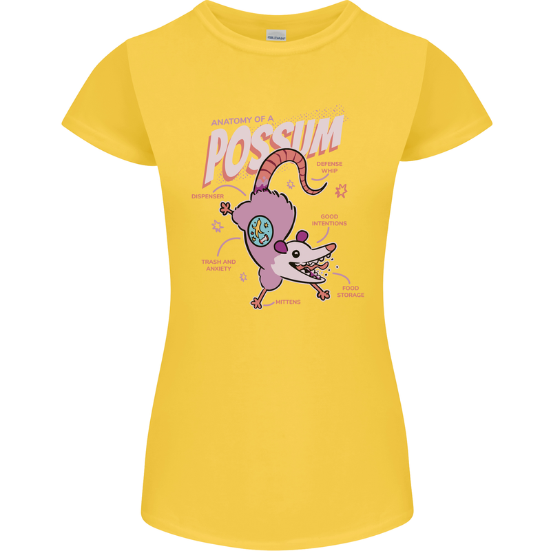 Possum Anatomy Womens Petite Cut T-Shirt Yellow