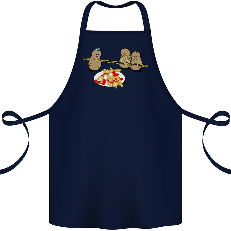Potato Murder Funny Food BBQ Chef Cotton Apron 100% Organic Navy Blue