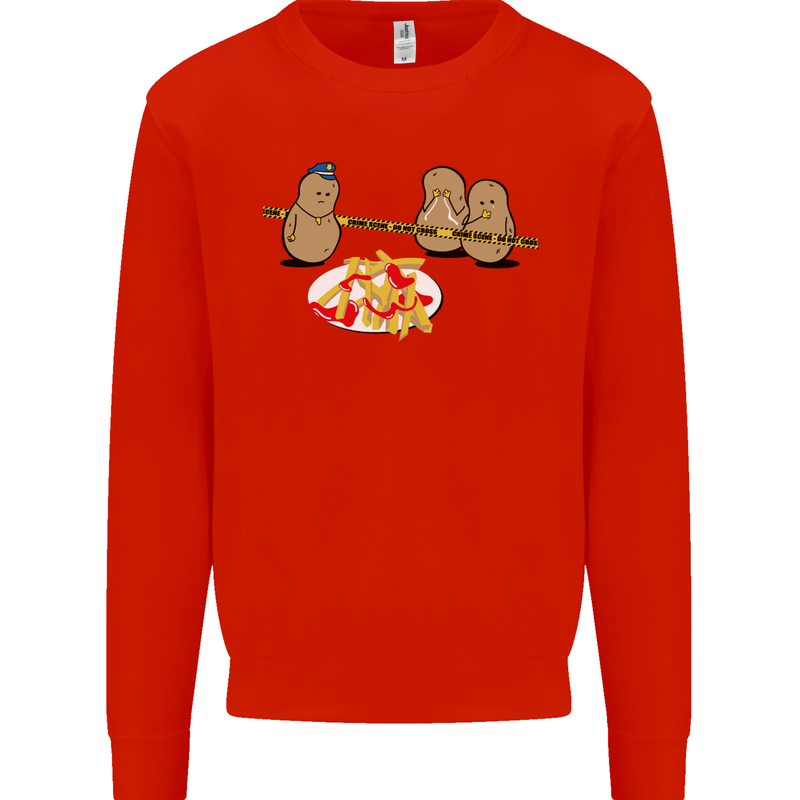 Potato Murder Funny Food BBQ Chef Kids Sweatshirt Jumper Bright Red