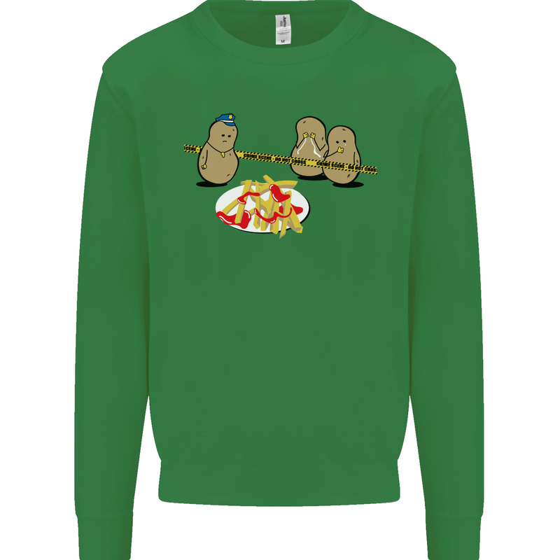 Potato Murder Funny Food BBQ Chef Kids Sweatshirt Jumper Irish Green