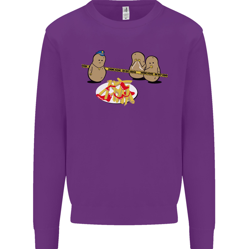 Potato Murder Funny Food BBQ Chef Kids Sweatshirt Jumper Purple