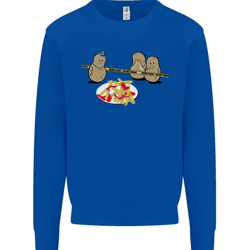 Potato Murder Funny Food BBQ Chef Kids Sweatshirt Jumper Royal Blue